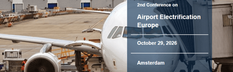 image showing the dates and location for the conference calle airport electrification taking place in oct 2026 in amsterdam where itw gse will participate